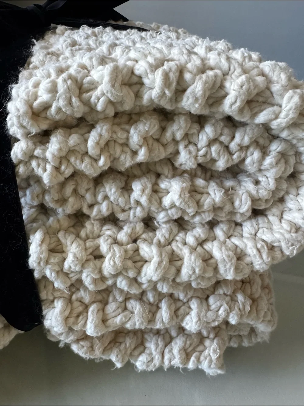 DKNY Pure Chunky Knit Blanket Throw Natural Cream 100% Cotton 50'' x 60''